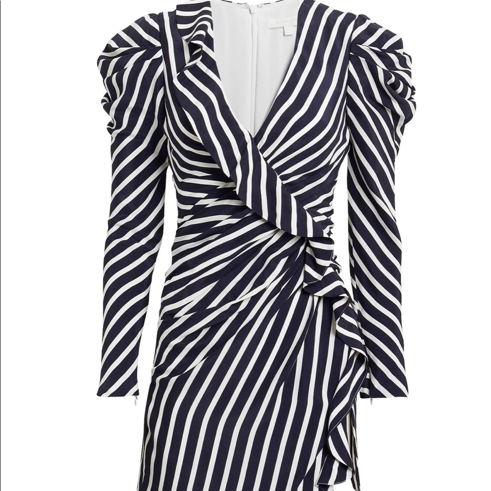 Navy striped ruffle mini dress NWT!!!